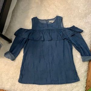 Loft off the shoulder Jean shirt